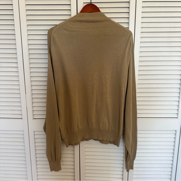 Silk Cotton Crewneck Sweater Beige Men’s XL Lightweight Luxury Knit - Picture 2 of 10